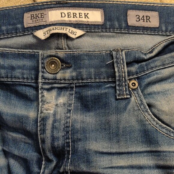 BKE Derek Straight Leg Distressed Jeans 34R - Picture 2 of 4